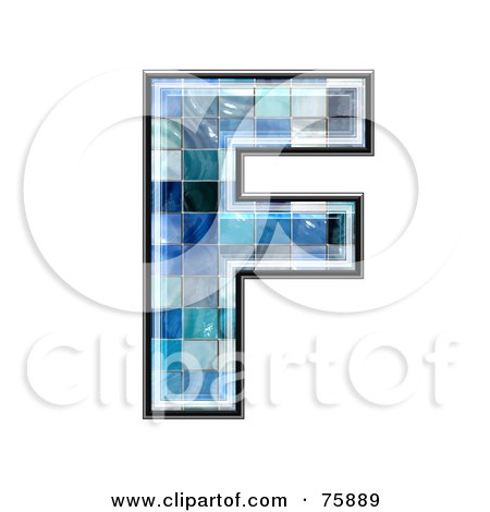 Royalty-Free (RF) Clipart Illustration of a Blue Tile Symbol; Capital Letter F by chrisroll