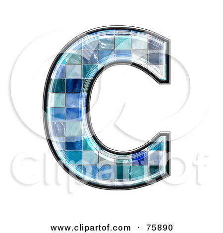Royalty-Free (RF) Clipart Illustration of a Blue Tile Symbol; Capital Letter C by chrisroll
