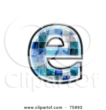 Royalty-Free (RF) Clipart Illustration of a Blue Tile Symbol; Lowercase Letter e by chrisroll