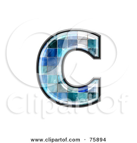 Royalty-Free (RF) Clipart Illustration of a Blue Tile Symbol; Lowercase Letter c by chrisroll