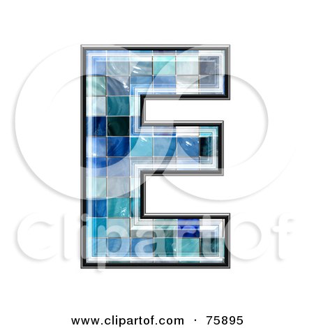 Royalty-Free (RF) Clipart Illustration of a Blue Tile Symbol; Capital Letter E by chrisroll