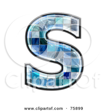 Royalty-Free (RF) Clipart Illustration of a Blue Tile Symbol; Capital Letter S by chrisroll