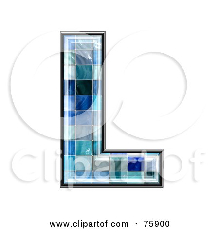 Royalty-Free (RF) Clipart Illustration of a Blue Tile Symbol; Capital Letter L by chrisroll