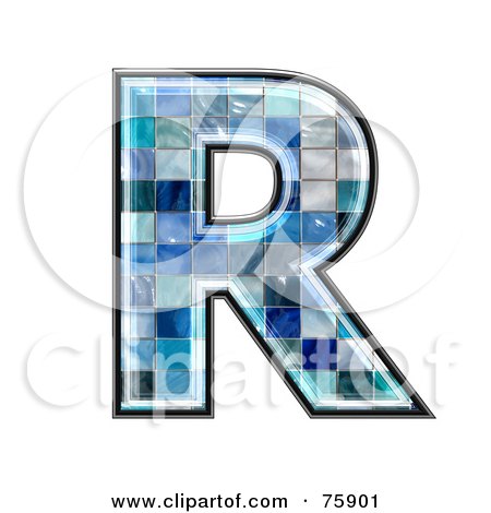 Royalty-Free (RF) Clipart Illustration of a Blue Tile Symbol; Capital Letter R by chrisroll
