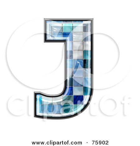 Royalty-Free (RF) Clipart Illustration of a Blue Tile Symbol; Capital Letter J by chrisroll