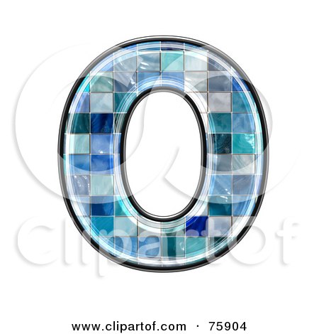Royalty-Free (RF) Clipart Illustration of a Blue Tile Symbol; Capital Letter O by chrisroll