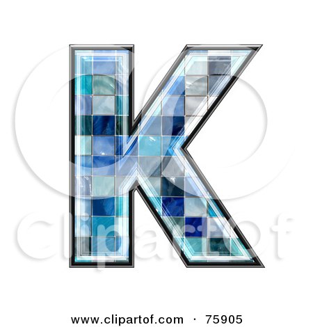 Royalty-Free (RF) Clipart Illustration of a Blue Tile Symbol; Capital Letter K by chrisroll