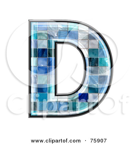 Royalty-Free (RF) Clipart Illustration of a Blue Tile Symbol; Capital Letter D by chrisroll