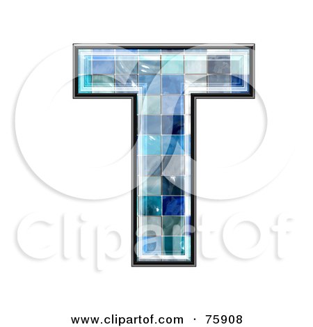Royalty-Free (RF) Clipart Illustration of a Blue Tile Symbol; Capital Letter T by chrisroll