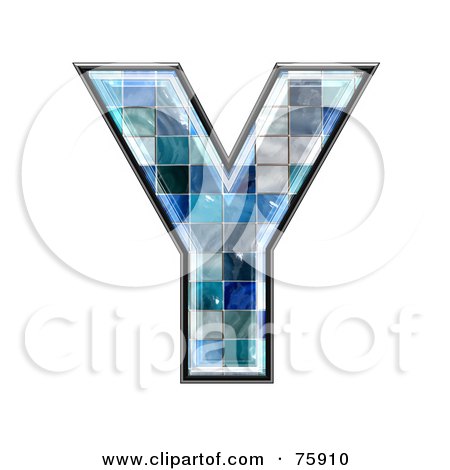 Royalty-Free (RF) Clipart Illustration of a Blue Tile Symbol; Capital Letter Y by chrisroll