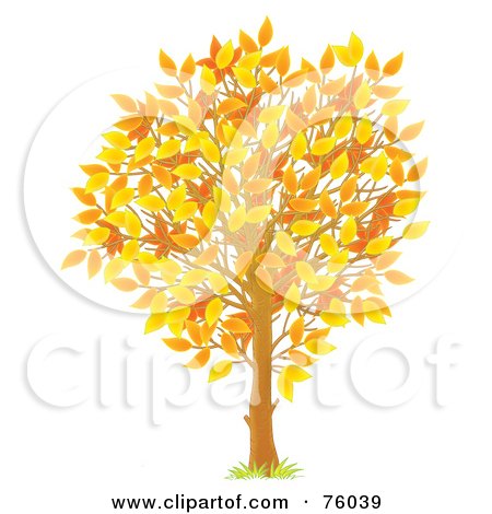 Royalty-Free (RF) Clipart Illustration of a Young Autumn Season Tree With Colorful Leaves by Alex Bannykh