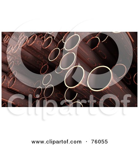 Royalty-Free (RF) Clipart Illustration of a Background Of 3d Copper Pipes In A Pile by Tonis Pan