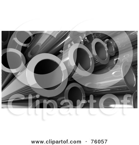 Royalty-Free (RF) Clipart Illustration of a Background Of 3d Steel Pipes In A Pile by Tonis Pan