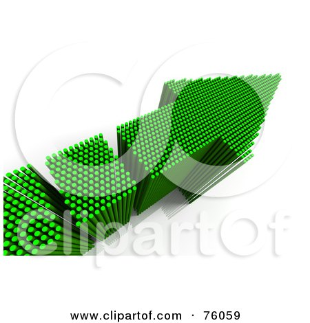 Royalty-Free (RF) Clipart Illustration of Tiny 3d Green Cylinders Forming An Arrow On White by Tonis Pan