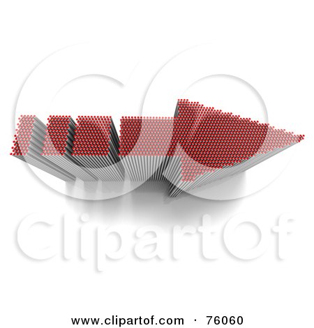 Royalty-Free (RF) Clipart Illustration of Tiny 3d Red And Chrome Cylinders Forming An Arrow On White - Version 1 by Tonis Pan