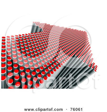Royalty-Free (RF) Clipart Illustration of Tiny 3d Red And Chrome Cylinders Forming An Arrow On White - Version 2 by Tonis Pan