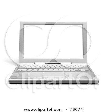 Royalty-Free (RF) Clipart Illustration of a Rendered 3d Chrome Laptop Computer With A Blank White Screen by Tonis Pan