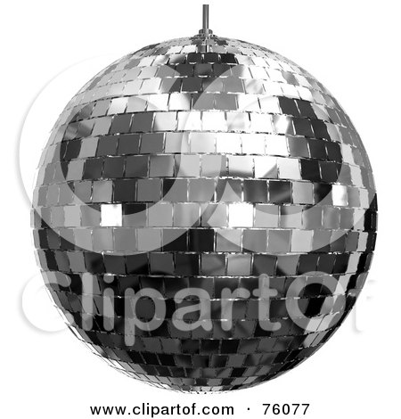 Royalty-Free (RF) Clipart Illustration of a 3d Rendered Platinum Disco Ball Over White by Tonis Pan