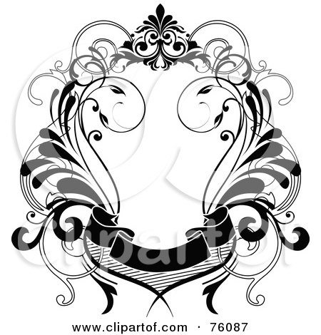 Royalty-Free (RF) Clipart Illustration of a Decorative Black And White Vintage Styled Frame Text Box - Version 3 by OnFocusMedia