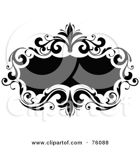 Royalty-Free (RF) Clipart Illustration of a Decorative Black And White Vintage Styled Frame Text Box - Version 4 by OnFocusMedia