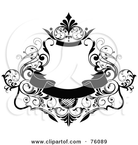 Royalty-Free (RF) Clipart Illustration of a Decorative Black And White Vintage Styled Frame Text Box - Version 2 by OnFocusMedia