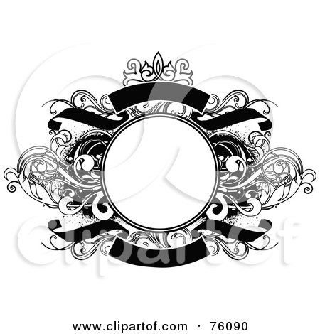 Royalty-Free (RF) Clipart Illustration of a Decorative Black And White Vintage Styled Frame Text Box - Version 1 by OnFocusMedia