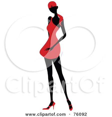 Royalty-Free (RF) Clipart Illustration of a Sexy Lady In Red, Strutting In A Dress - Version 2 by OnFocusMedia