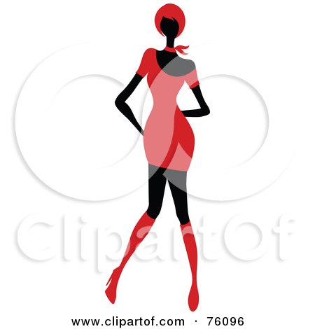Royalty-Free (RF) Clipart Illustration of a Sexy Lady In Red, Strutting In A Dress - Version 7 by OnFocusMedia