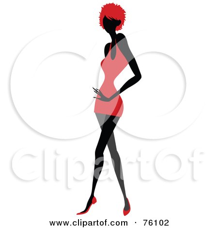 Royalty-Free (RF) Clipart Illustration of a Sexy Lady In Red, Strutting In A Dress - Version 6 by OnFocusMedia