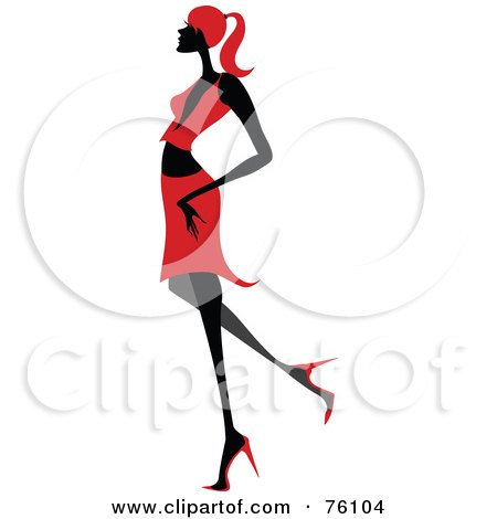 Royalty-Free (RF) Clipart Illustration of a Sexy Lady In Red, Strutting In A Skirt - Version 3 by OnFocusMedia