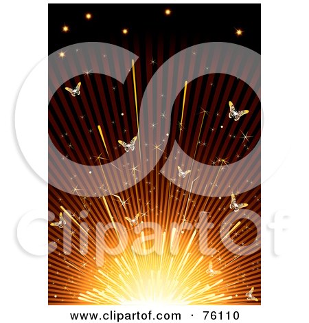 Royalty-Free (RF) Clipart Illustration of a Glowing Background Of Butterflies In A Sparkler by Eugene