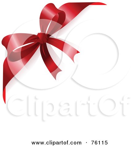 Royalty-Free (RF) Clipart Illustration of a White Background With A Red Ribbon And Bow Corner by Pushkin