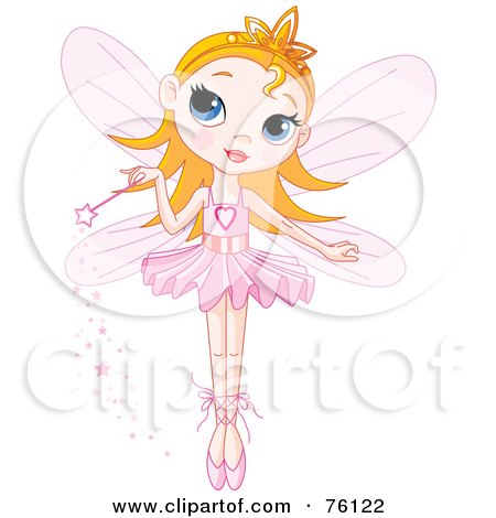 Royalty-Free (RF) Clipart Illustration of a Cute Blond Fairy Princess In A Tutu, Holding Her Magic Wand by Pushkin