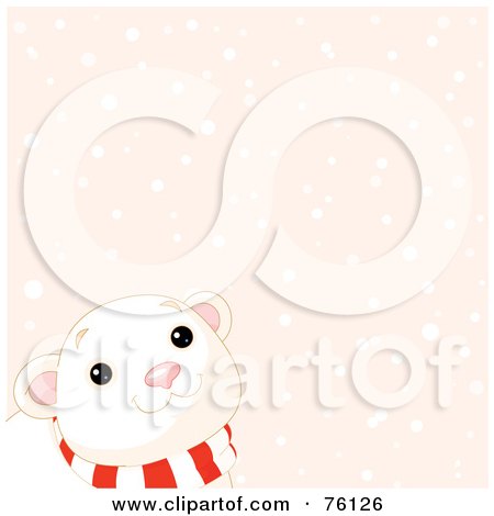 Royalty-Free (RF) Clipart Illustration of a Curious Baby Polar Bear Looking Up At The Snow by Pushkin