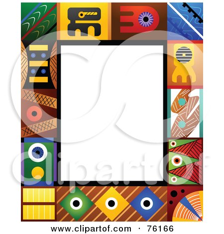 Royalty-Free (RF) Clipart Illustration of a Colorful Tribal Frame by BNP Design Studio