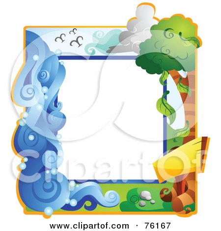 Royalty-Free (RF) Clipart Illustration of a Water, Sky And Land Nature Frame by BNP Design Studio