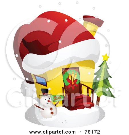 Royalty-Free (RF) Clipart Illustration of a Unique Christmas Home by BNP Design Studio