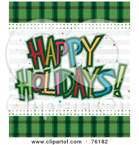 Royalty-Free (RF) Clipart Illustration of a Green And Colorful Happy Holidays Greeting by BNP Design Studio
