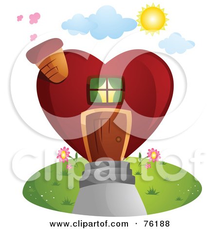 Royalty-Free (RF) Clipart Illustration of a Unique Heart Shaped Home by BNP Design Studio