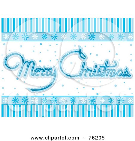 Royalty-Free (RF) Clipart Illustration of a Blue And White Snowflake Merry Christmas Greeting by BNP Design Studio