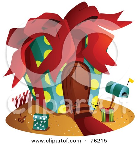 Royalty-Free (RF) Clipart Illustration of a Unique Present Home by BNP Design Studio