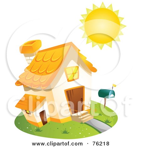 Royalty-Free (RF) Clipart Illustration of a Sun Shining On A Home by BNP Design Studio
