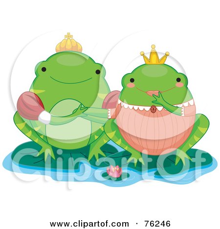 Royalty-Free (RF) Clipart Illustration of a Frog King And Queen On Lilypads by BNP Design Studio