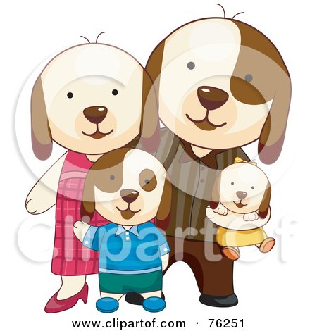 Royalty-Free (RF) Clipart Illustration of a Happy Doggy Family With Two Pups by BNP Design Studio