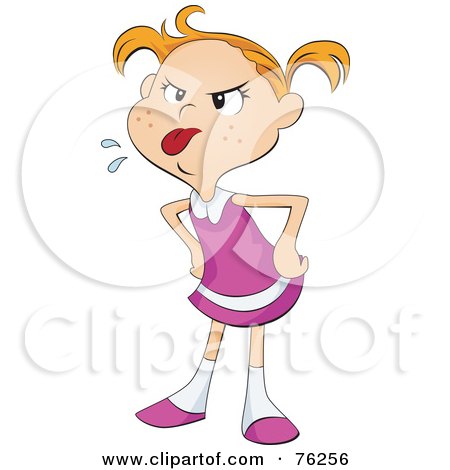 Royalty-Free (RF) Clipart Illustration of a Bratty Spoiled Girl Sticking Her Tongue Out And Teasing by BNP Design Studio