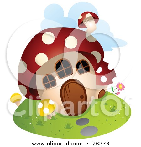 Royalty-Free (RF) Clipart Illustration of a Unique Mushroom Home by BNP Design Studio