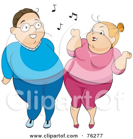 Royalty-Free (RF) Clipart Illustration of a Pleasantly Plump Woman Dancing With Her Husband by BNP Design Studio