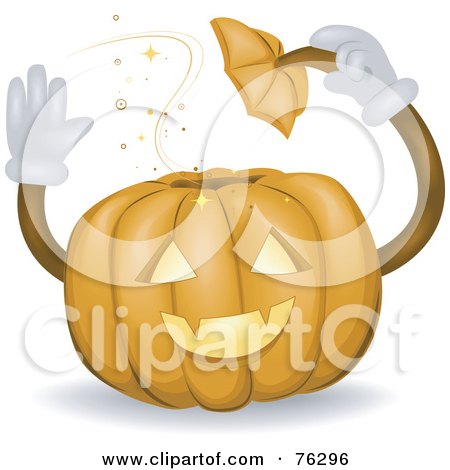 Royalty-Free (RF) Clipart Illustration of a Friendly Jackolantern Taking His Hat Off And Waving by BNP Design Studio