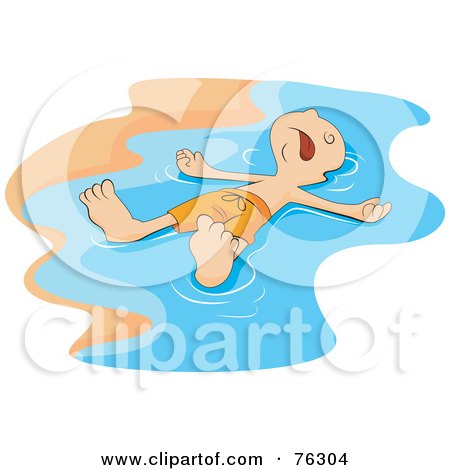 Royalty-Free (RF) Clipart Illustration of a Boy Washing Up In The Surf ...
