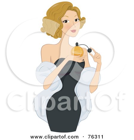 Royalty-Free (RF) Clipart Illustration of a Beautiful Blond Woman Spritzing Perfume by BNP Design Studio